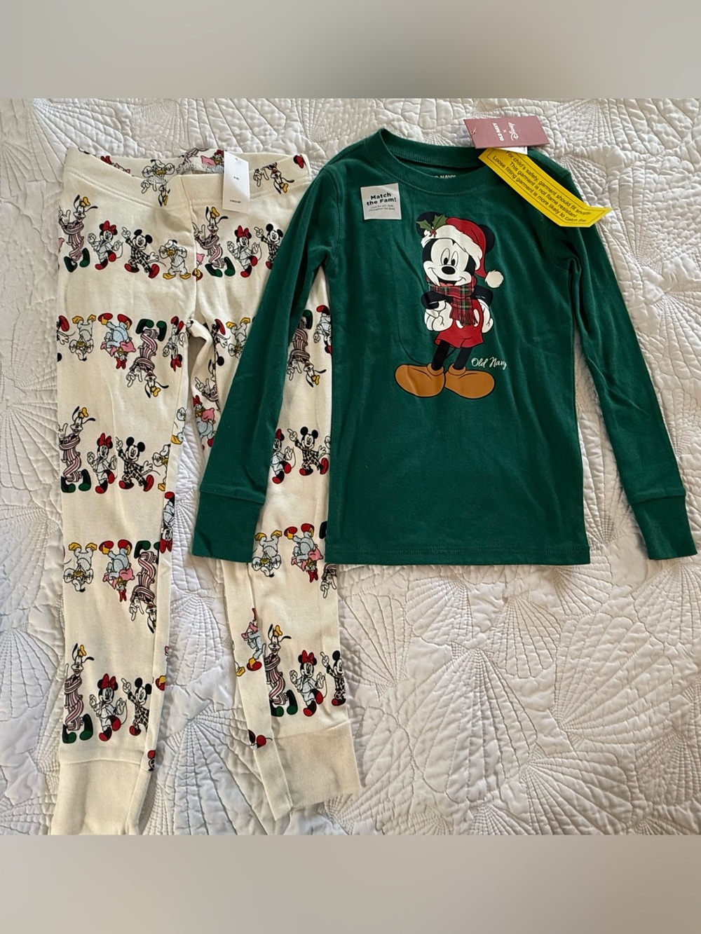 Old Navy Kids' Green Mickey Mouse Holiday Pajama Set